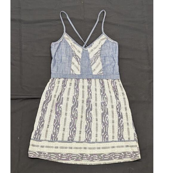 NWT Staring At Stars Blue Denim Aztec Tunic Mini Dress Spaghetti Strap Sz L - Picture 2 of 9